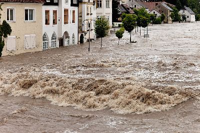 Hochwasser und Überflutung in Steyr, Österreich
